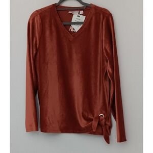 Belle by Kim Gravel Women's Size M Velvet Corduroy Grommet Side Tie Orange NEW